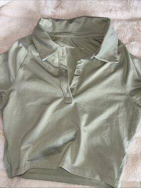 TNA Sage Green Polo athletic crop top